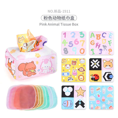 Sensory & Soft: Baby Educational Cloth Book and Tissue Box Toy! 👶🎁