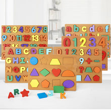 Wooden Alphabet, Number & Shape Puzzle Board