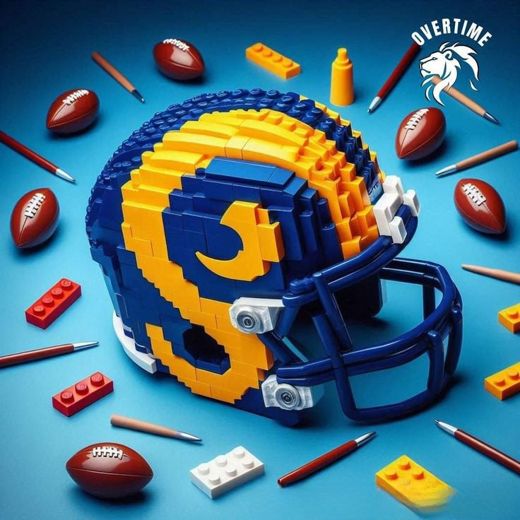 Football Helmet Building Blocks Display Set Los Angeles Rams