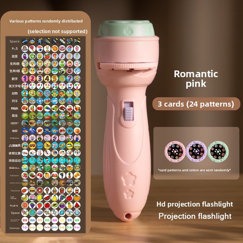 Kids Projection Flashlight Learning Toy Pink model 3 cards (24 patterns?