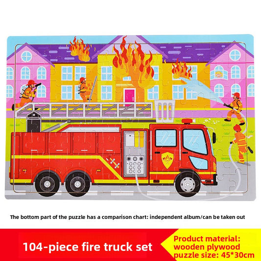 Wooden Puzzle Toy for Problem Solving 104 Piece-Fire Engine