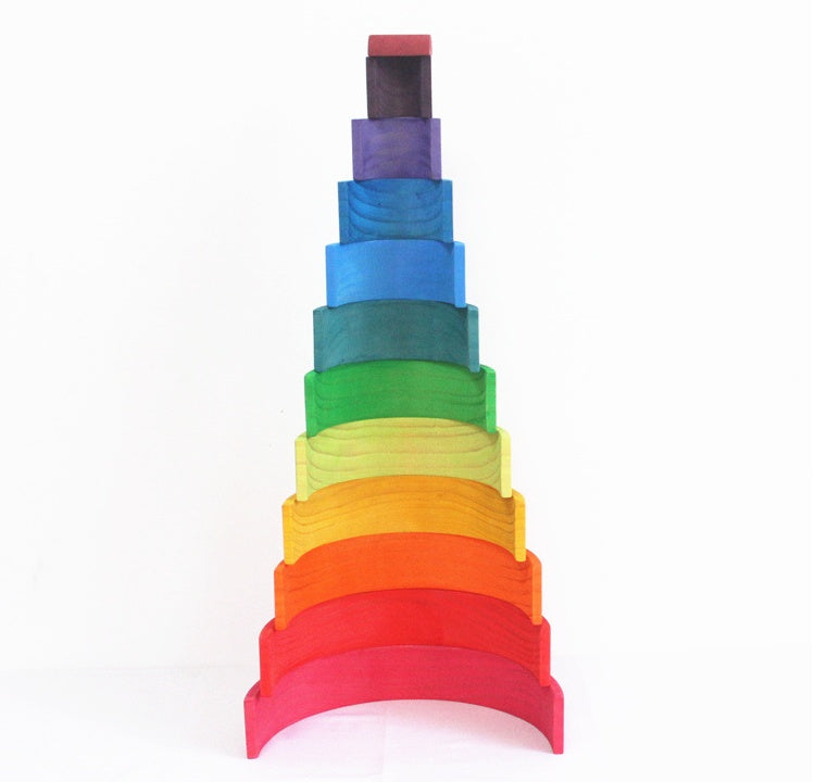 The 33-Inch Mega Rainbow: 12-Pc New Zealand Pine Arch Set for Endless Architectural Discovery