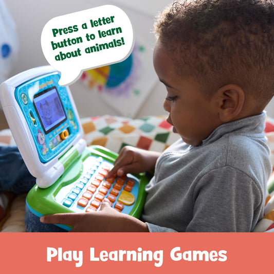 2-in-1 Learning Laptop Toy for Kids – Green Educational Toy Computer for Letters, Numbers & Pretend Play
