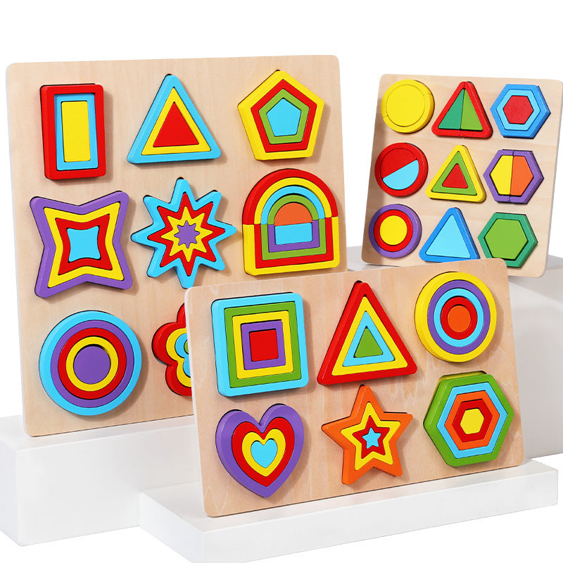 Geometric Wooden Puzzle Blocks for Kids