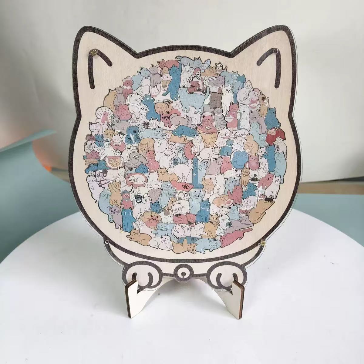 135-Piece Wooden Cat Jigsaw Puzzle – Illustrated Styles