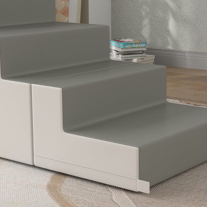 2 Piece Foam Climbing Toys for Toddlers 1-3 Years to Slide, Climb and Crawl, Light Gray