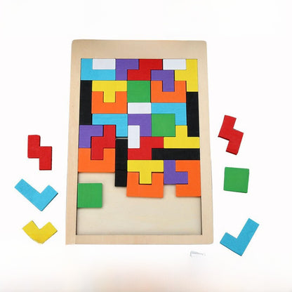 Wooden Tetris Puzzle Blocks for Kids