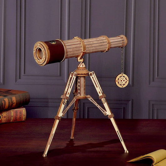 3D Wooden Telescope Puzzle Kit – Build Your Own Working Telescope (314 Pieces, 3X Magnification)