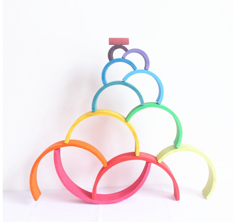 Wooden Rainbow Stacking Toy & Shape Building Sets