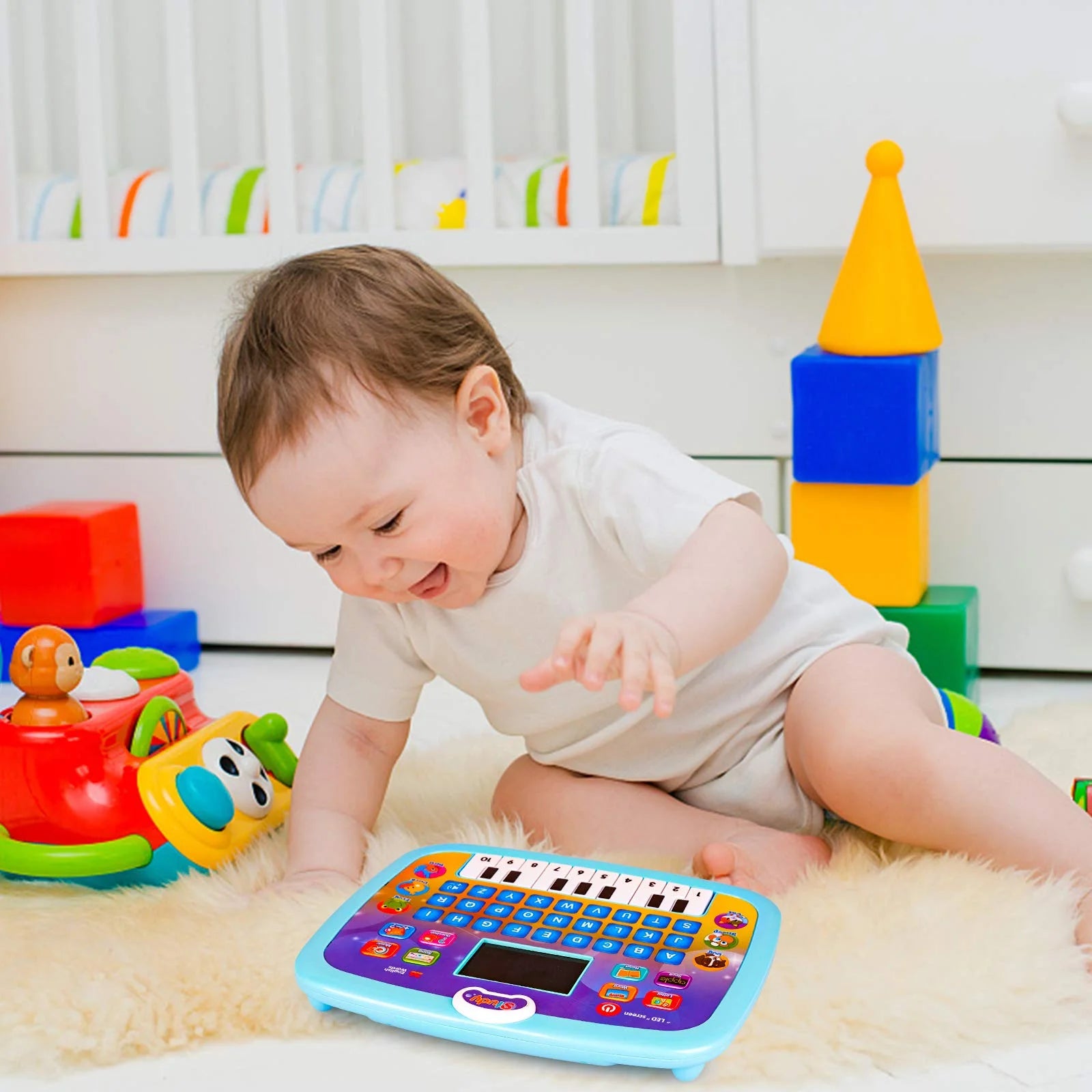Early Educational Learning Tablet Toy for 1 2 3 Year Old Boys, Blue Interactive Alphabet Kids Learning Tablet Toy for Toddlers, Electronic Tablet Toy Birthday Gift for Kids Aged 1-3 Year Old