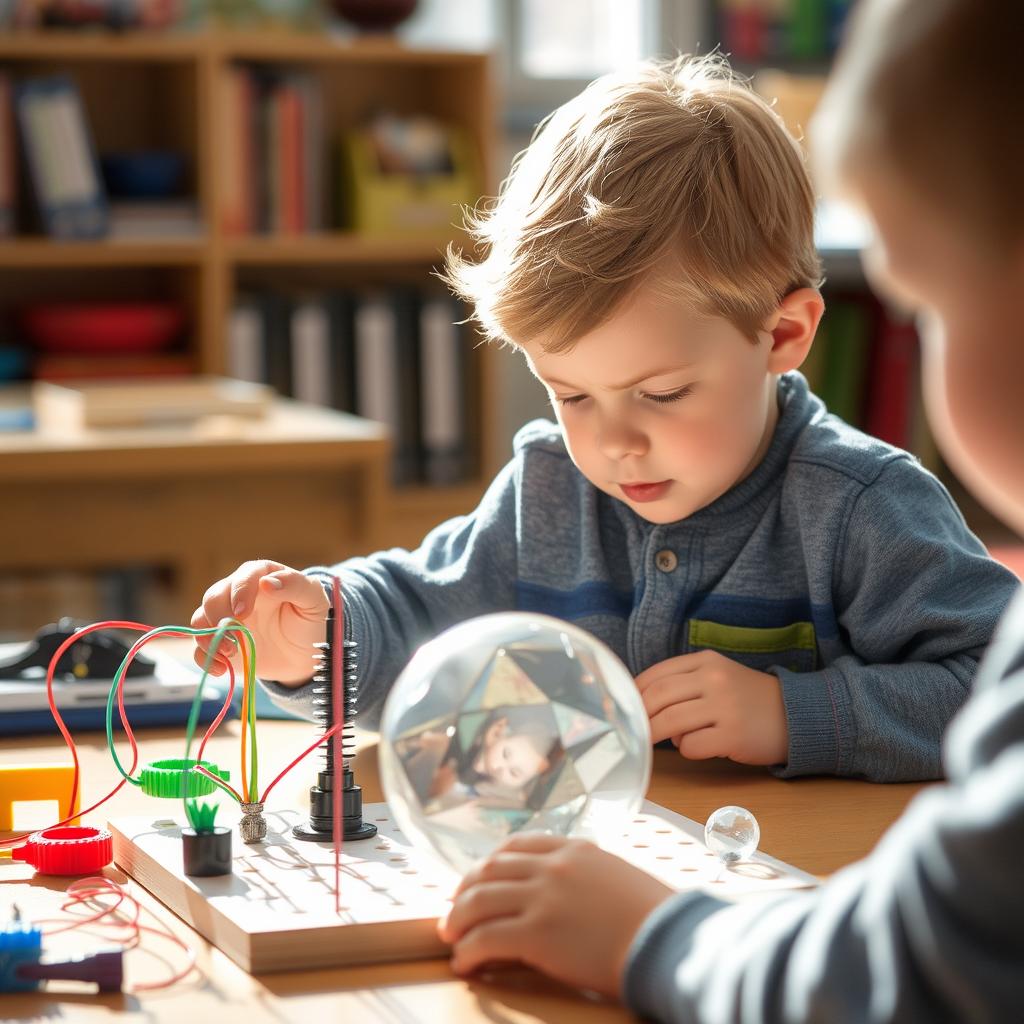 Child working through a STEM challenge