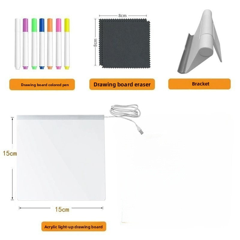 Illuminated Writing Board for Kids 15x15cm luminous drawing board