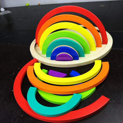 The 33-Inch Mega Rainbow: 12-Pc New Zealand Pine Arch Set for Endless Architectural Discovery