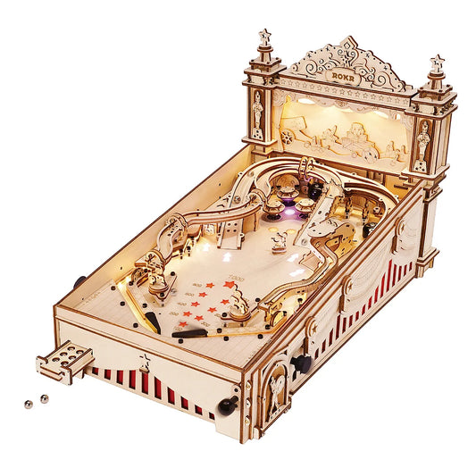 Build a Working 3D Wooden Pinball Machine With 482 Mechanical Puzzle Pieces