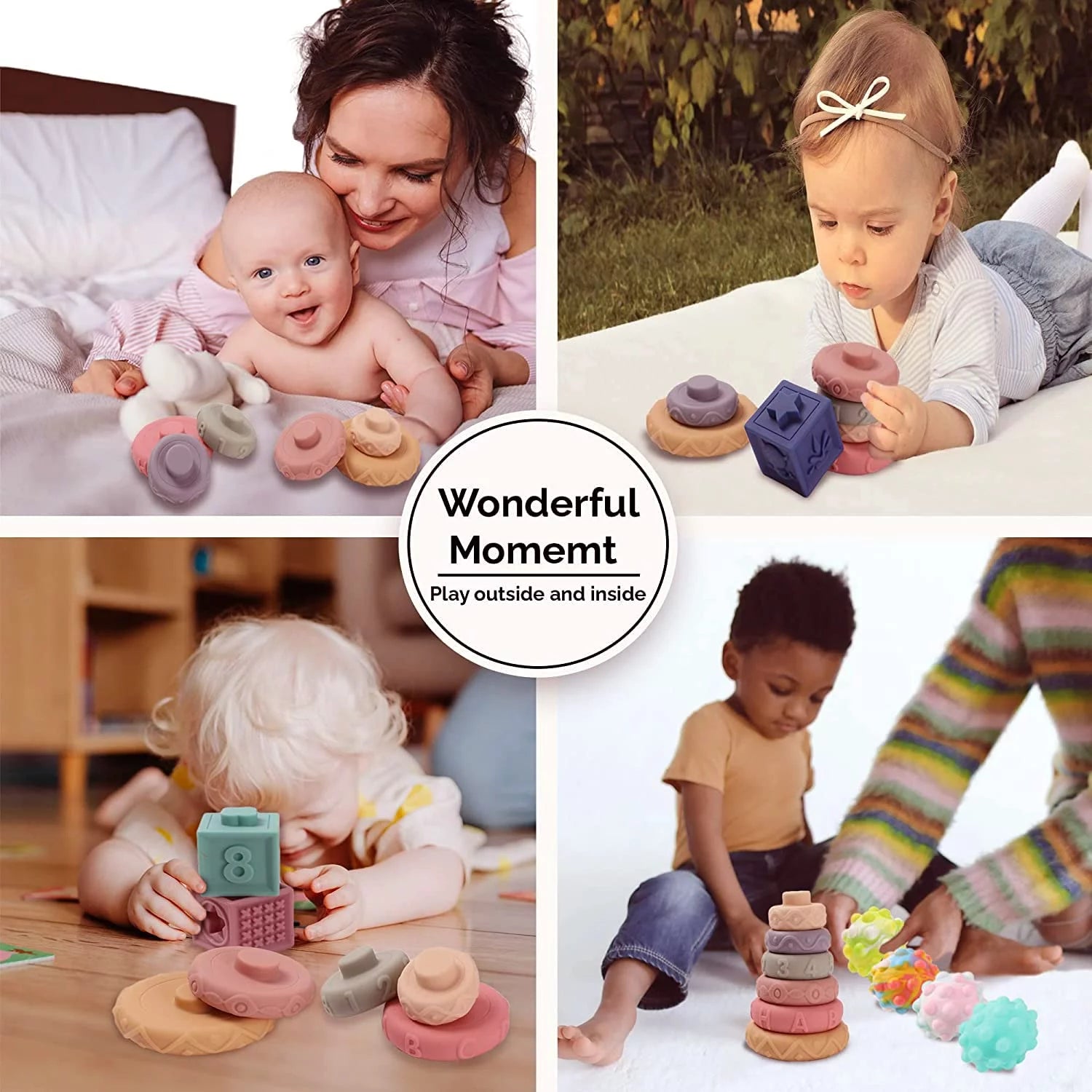 Montessori Toys for Babies 24 Pack | 3 in 1 Baby Toys Bundle | Stacking & Nestin