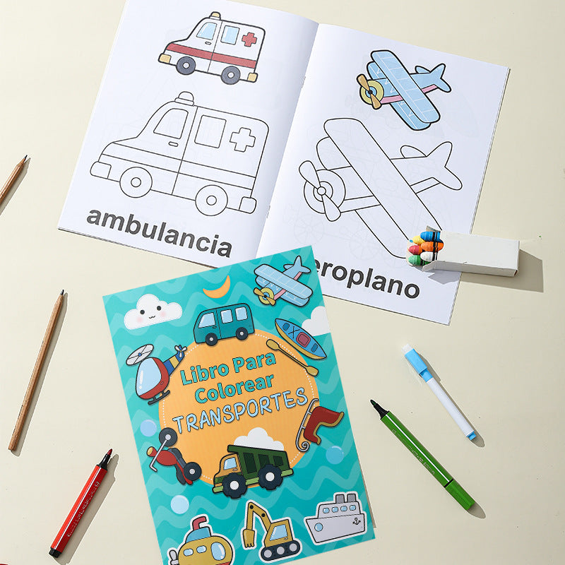 A4 Spanish Early Childhood Educational Cognitive Coloring Book Simple Drawing Doodle Book 16 Pages