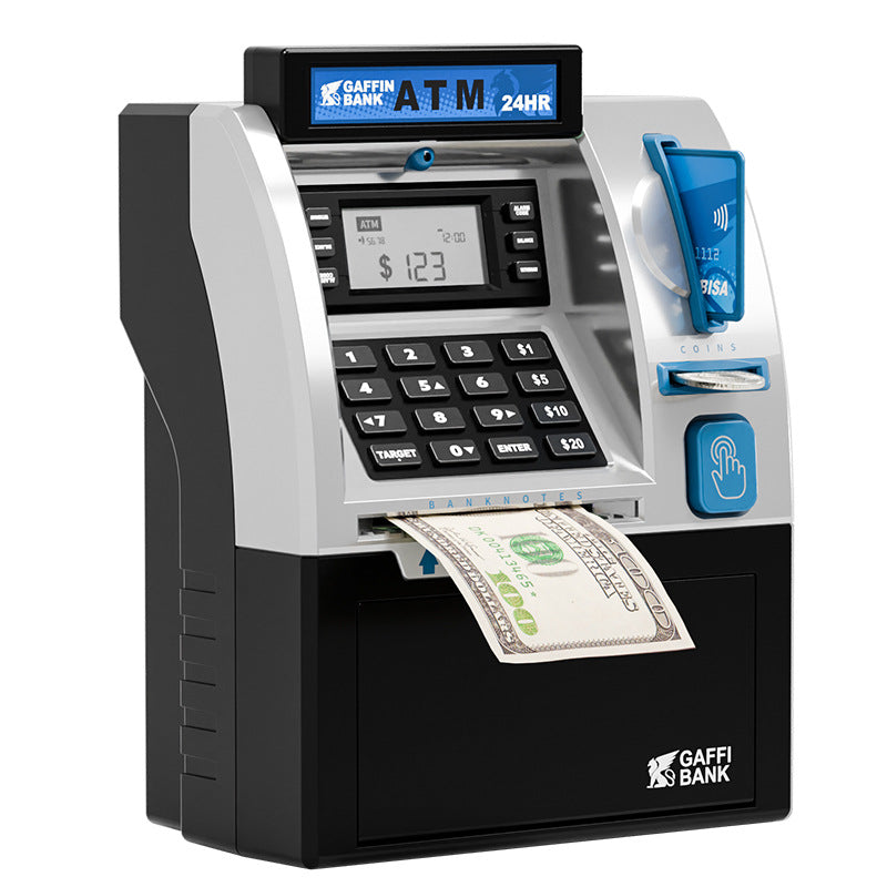 ATM Piggy Bank for Kids Money Learning Black