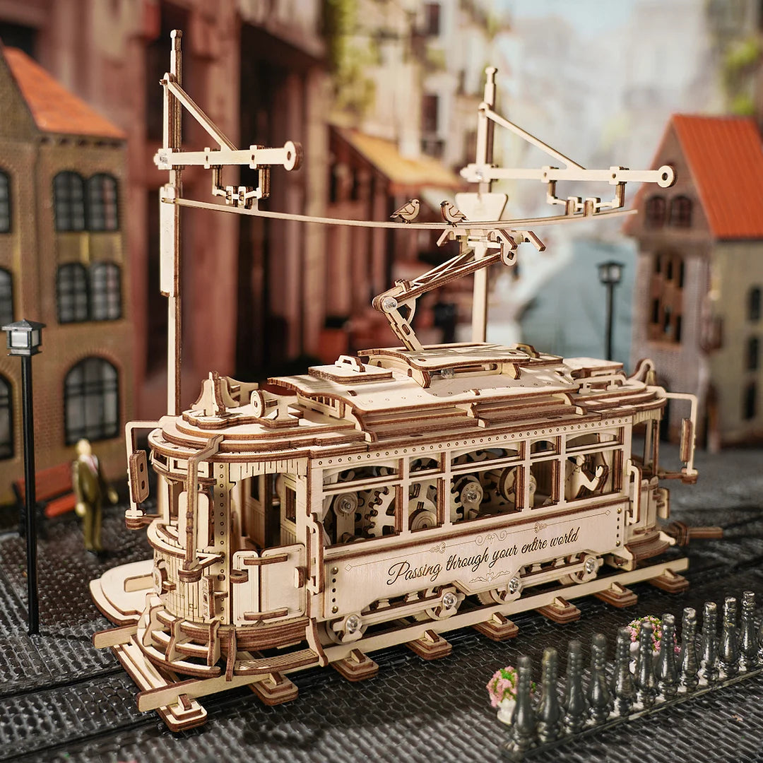 🚋 Build It. Wind It. Watch It Move — A Vintage Tram That Comes Alive!