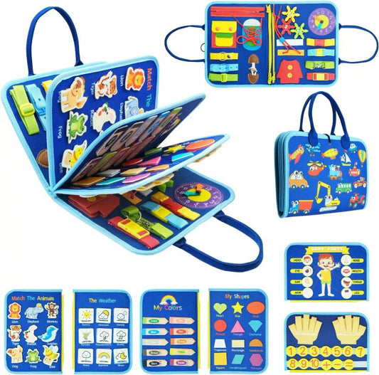 Felt Activity Books for Kids – 16 Options Blue Toy Car – Finger Activity – 5 Pages