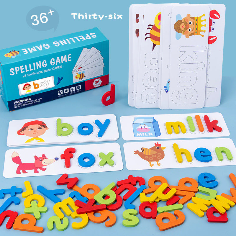 Wooden Spelling Puzzle for Kids Wooden Word-Building Game