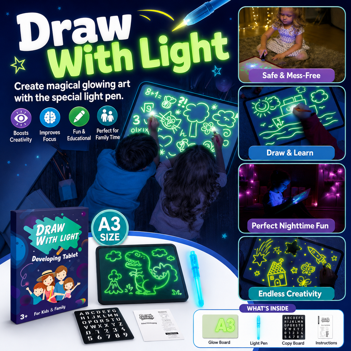 LED Drawing Board for Kids Ages 4–6