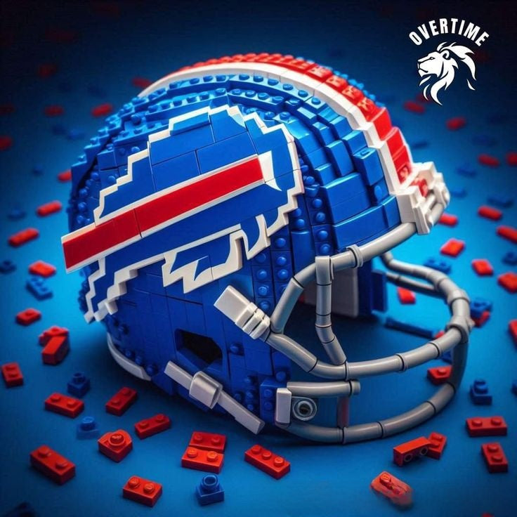 Football Helmet Building Blocks Display Set Buffalo Bills