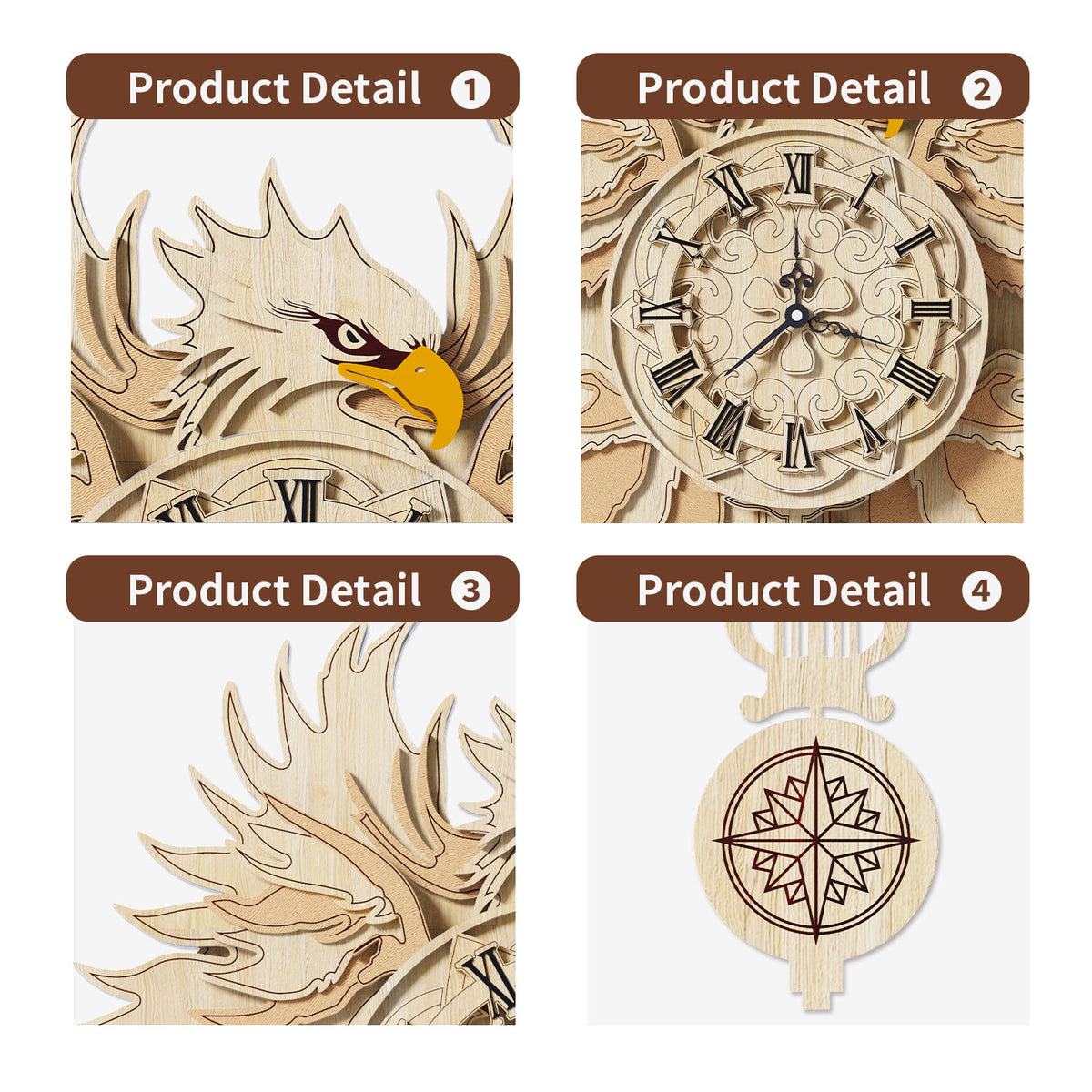 3D Wooden Hawk Mechanical Clock Puzzle Kit