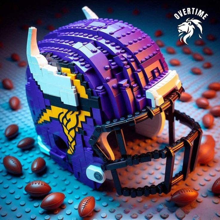 Football Helmet Building Blocks Display Set Minnesota Vikings