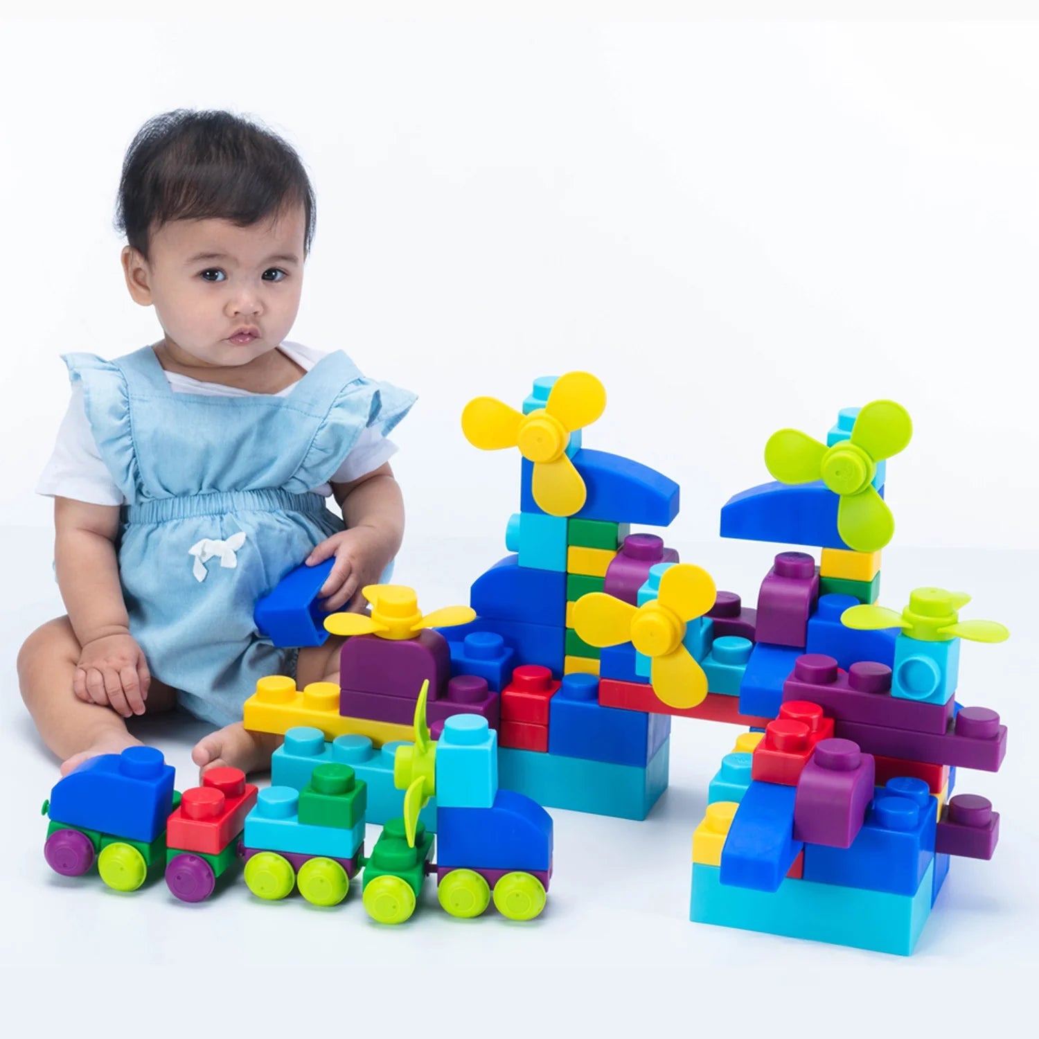 plus Soft Building Blocks — Creativity Toy, Educational Play, Cognitive Development, Early Learning Stacking Blocks for Infants and Toddlers, Primary (122-Piece Set)