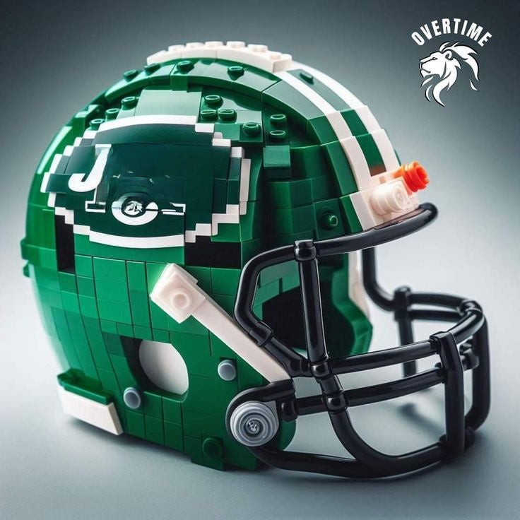 Football Helmet Building Blocks Display Set New York Jets