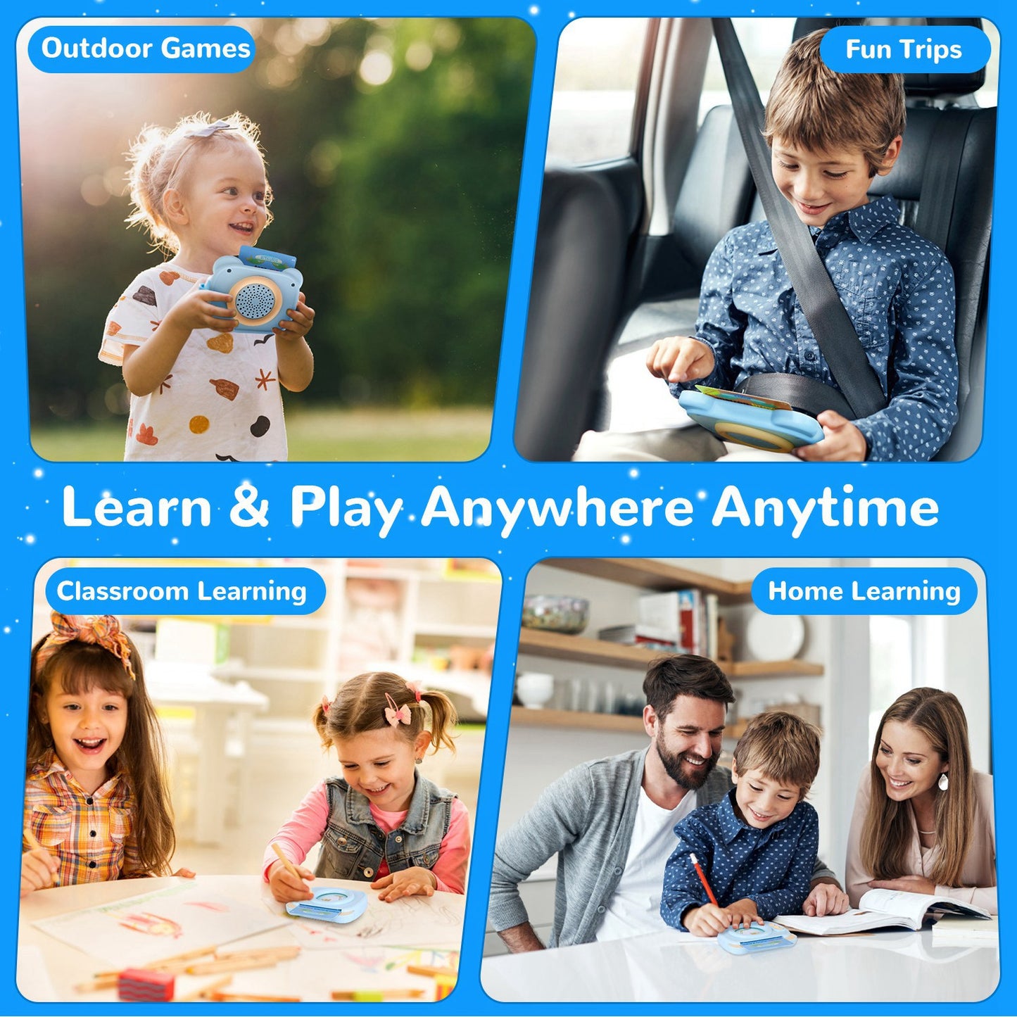 Blue-Pink Color Options -- 1Pc Spanish & English Talking Flash Cards 224 Sight Words Bilingual Flash Cards Rechargeable Card Early Educational Toy For Boys Girls Aged 1 2 3 4 5 6 7 8 Years Old