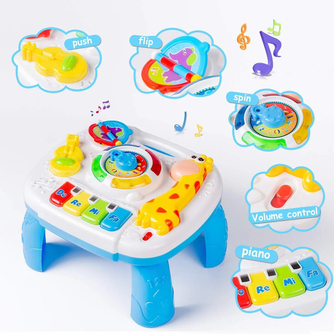 Baby Toys 6 to 12 Months, Musical Learning Table Baby Toys for 1 2 3 Year Old Boys Girls Early Education Activity Center Baby Toys 12-18 Months Kids Toddler Birthday Gifts