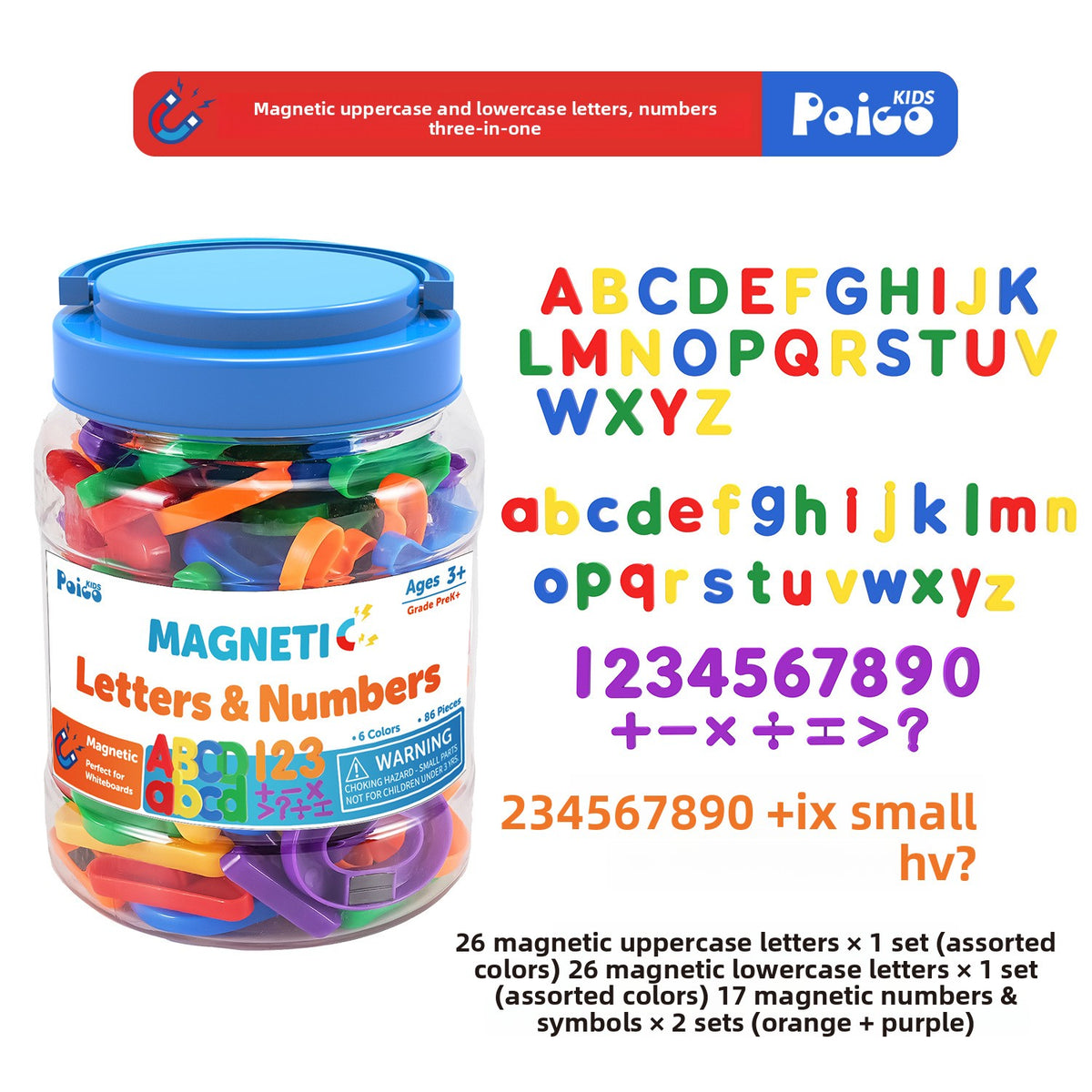 Early Learning Manipulatives and Math Sets Magnetic Uppercase Lowercase Numbers 4