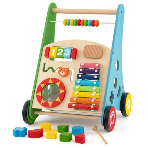 7-in-1 Wooden Baby Activity Walker for Toddlers