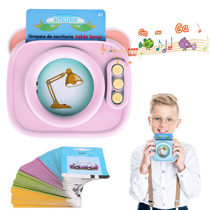 Blue-Pink Color Options -- 1Pc Spanish & English Talking Flash Cards 224 Sight Words Bilingual Flash Cards Rechargeable Card Early Educational Toy For Boys Girls Aged 1 2 3 4 5 6 7 8 Years Old