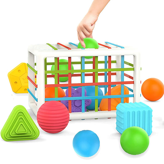 Shape Sorting Baby Toys, Fidet Toys Sensory Sorting Bin, Fine Motor Skill Early Learning Preschool Educational Christmas Birthday Gift for Toddlers