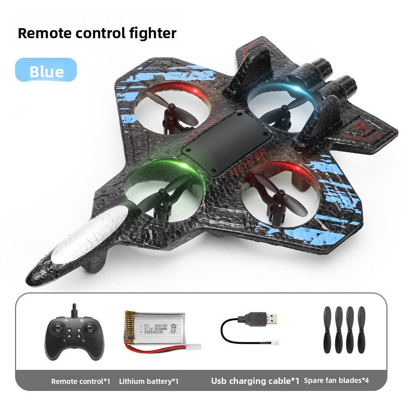 Foam Remote Control Aircraft for Kids Blue Fighter 2pcs Battery