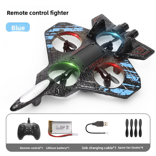 Foam Remote Control Aircraft for Kids Blue Fighter 2pcs Battery