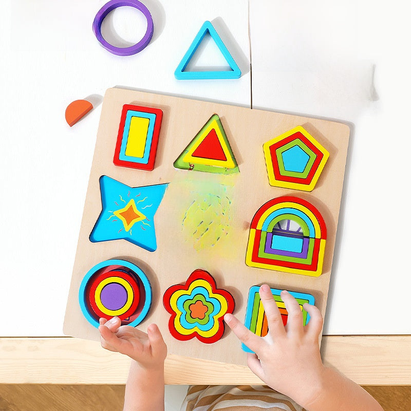 Geometric Wooden Puzzle Blocks for Kids
