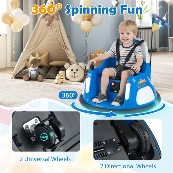 Blue Kids Bumper Car Ride-On with Music & Lights
