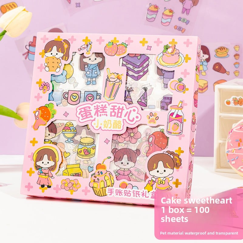 Notebook Sticker Set for Kids 100 pieces of cake sweetheart
