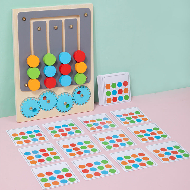Wooden Rotating Four-Color Matching Puzzle