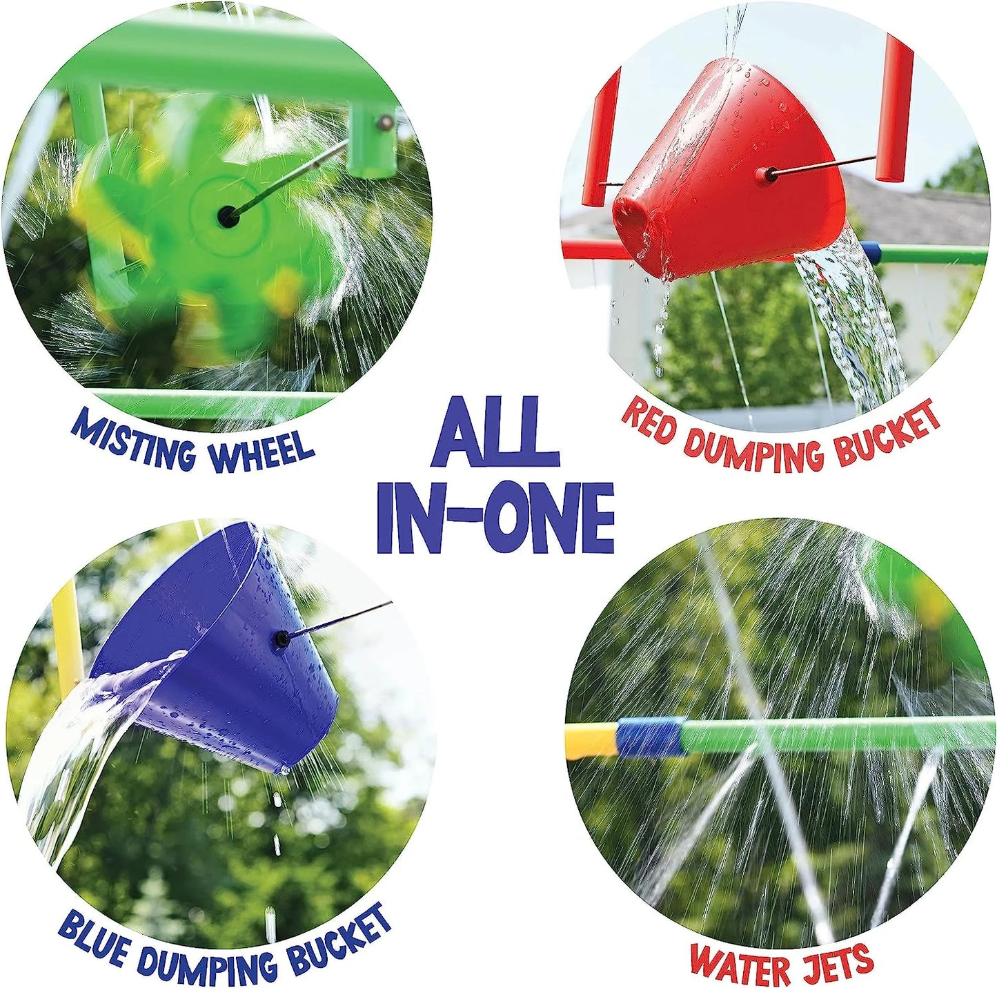 Backyard Waterpark Sprinkler Water Toy for Kids, Fun Outdoor Water Play with Dump Buckets and Splash Wheel Water Toys for Backyard