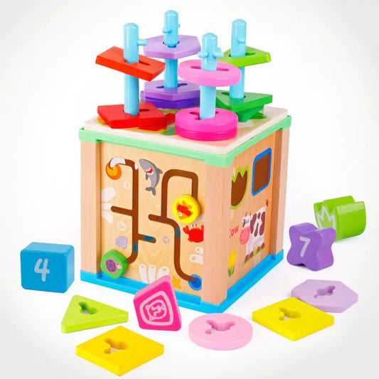 Unleash Brilliance: Large Wooden Multifunctional Educational Bead Box Toy! 🌳🧠