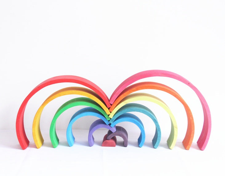 Wooden Rainbow Stacking Toy & Shape Building Sets