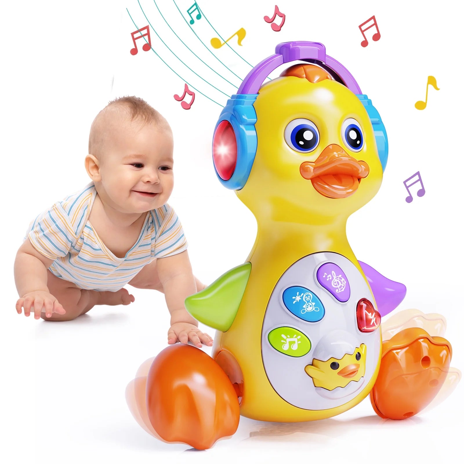 Crawling Duck Baby Toy, Dancing Tummy Time Infant Toys 0-3-6 6-12 12-18 Months with Music & Light, Educational Learning Toys for Toddlers, Birthday Gifts 1 Year Old Boy Girl