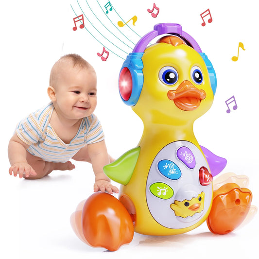 Crawling Duck Baby Toy, Dancing Tummy Time Infant Toys 0-3-6 6-12 12-18 Months with Music & Light, Educational Learning Toys for Toddlers, Birthday Gifts 1 Year Old Boy Girl