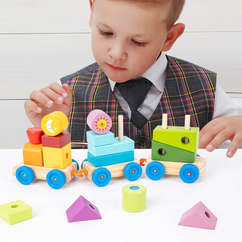 Wooden Planet Shape-Sorting Train Toy