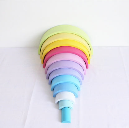 The 33-Inch Mega Rainbow: 12-Pc New Zealand Pine Arch Set for Endless Architectural Discovery