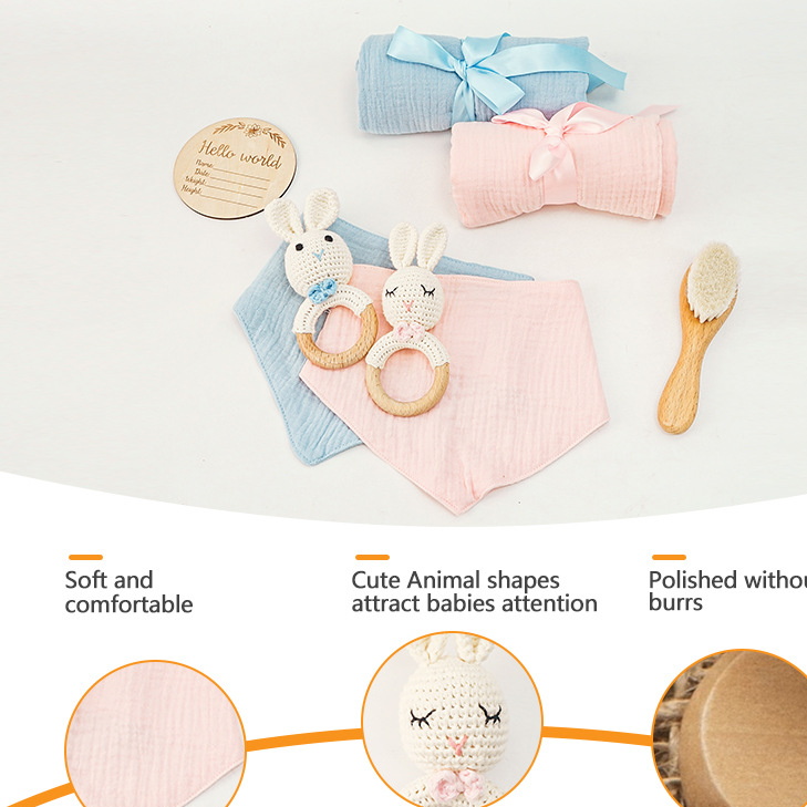 Pure Cotton Crochet Baby Rattle Gift Set